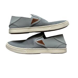 Olukai Womens Pehuea Slip On Sneaker Blue Mesh Comfort Drop Heel Shoes Size 10